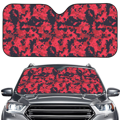 Red And Black Digital Camo Pattern Print Car Windshield Sun Shade