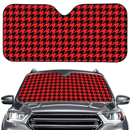 Red And Black Houndstooth Pattern Print Car Windshield Sun Shade