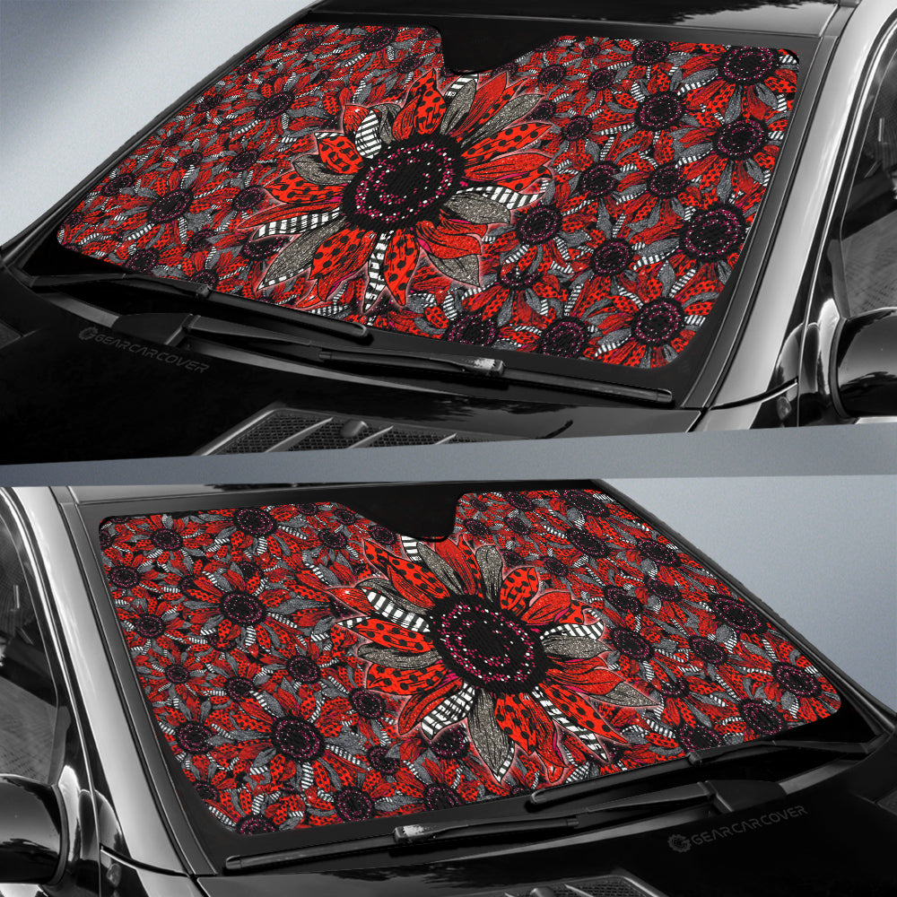 Red And Black Sunflower Car Sunshade Custom Car Decoration