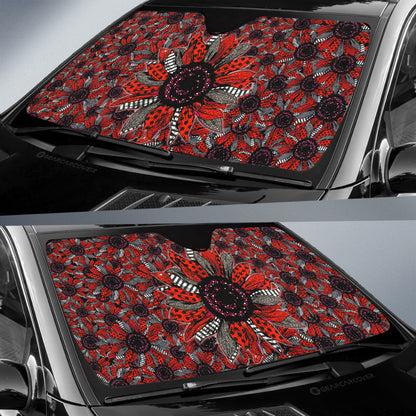 Red And Black Sunflower Car Sunshade Custom Car Decoration