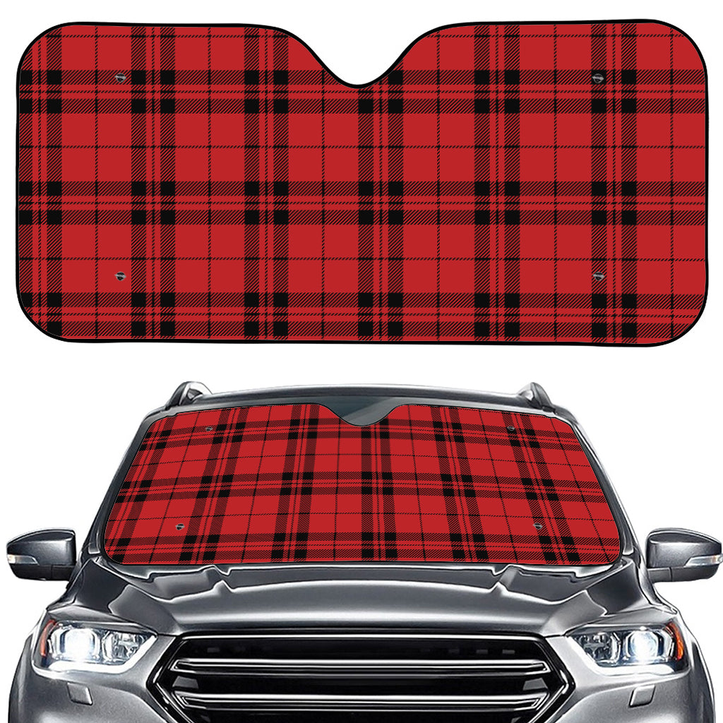 Red And Black Tartan Pattern Print Car Windshield Sun Shade