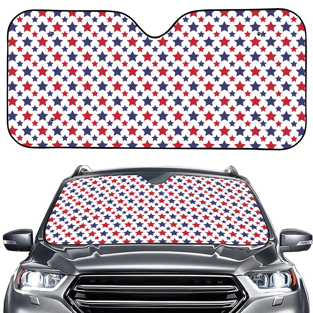 Red And Blue American Star Pattern Print Car Windshield Sun Shade