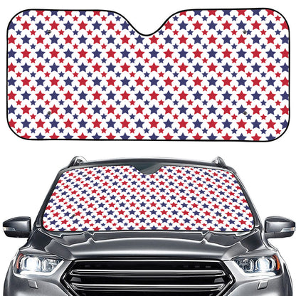 Red And Blue American Star Pattern Print Car Windshield Sun Shade
