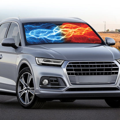 Red And Blue Lightning Print Car Windshield Sun Shade