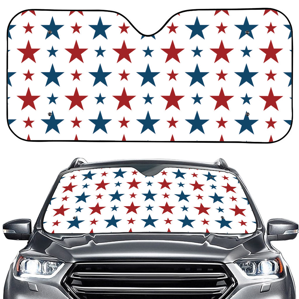 Red And Blue USA Star Pattern Print Car Windshield Sun Shade