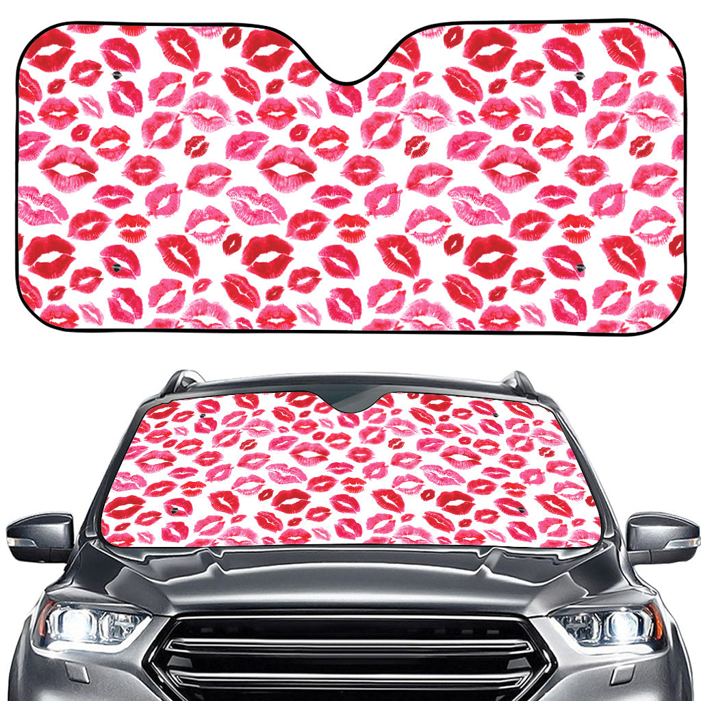 Red And Pink Lips Pattern Print Car Windshield Sun Shade