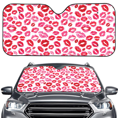 Red And Pink Lips Pattern Print Car Windshield Sun Shade