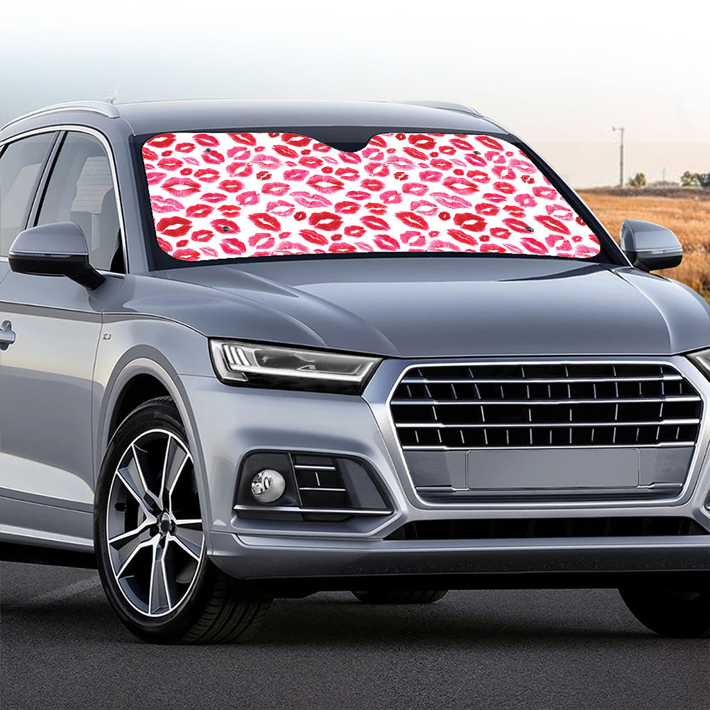 Red And Pink Lips Pattern Print Car Windshield Sun Shade