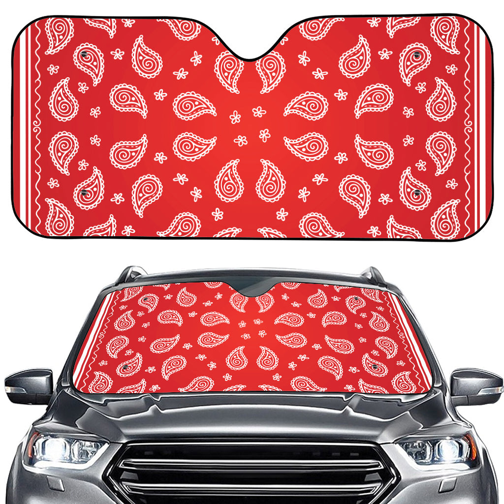 Red And White Bandana Print Car Windshield Sun Shade