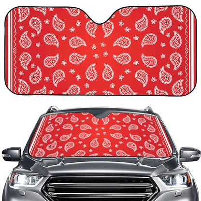 Red And White Bandana Print Car Windshield Sun Shade