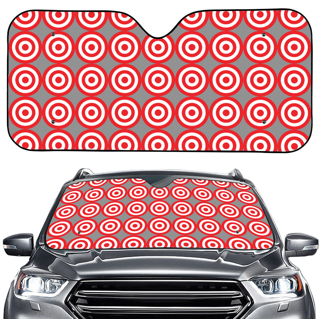 Red And White Bullseye Target Print Car Windshield Sun Shade