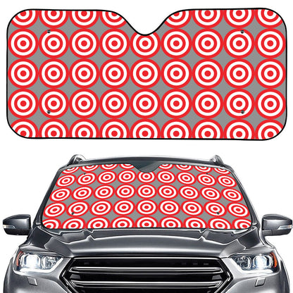 Red And White Bullseye Target Print Car Windshield Sun Shade