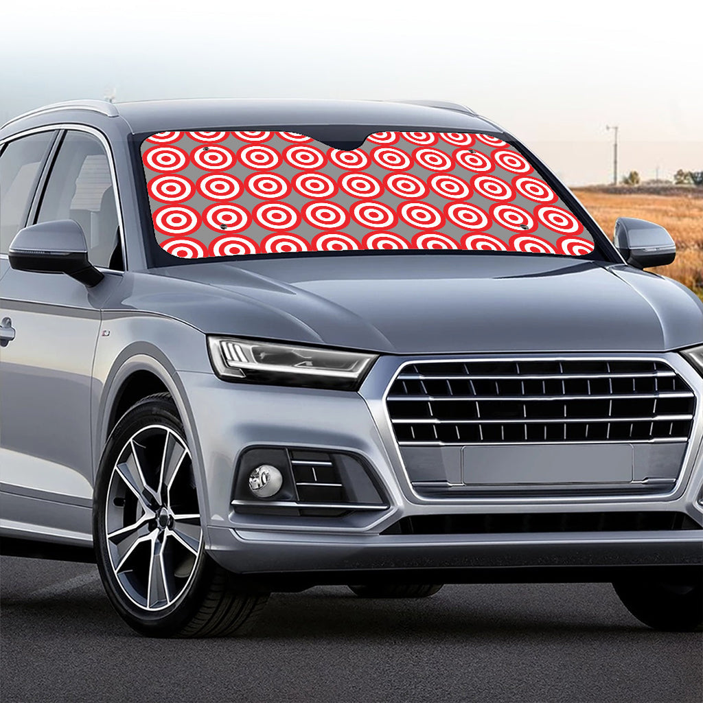 Red And White Bullseye Target Print Car Windshield Sun Shade