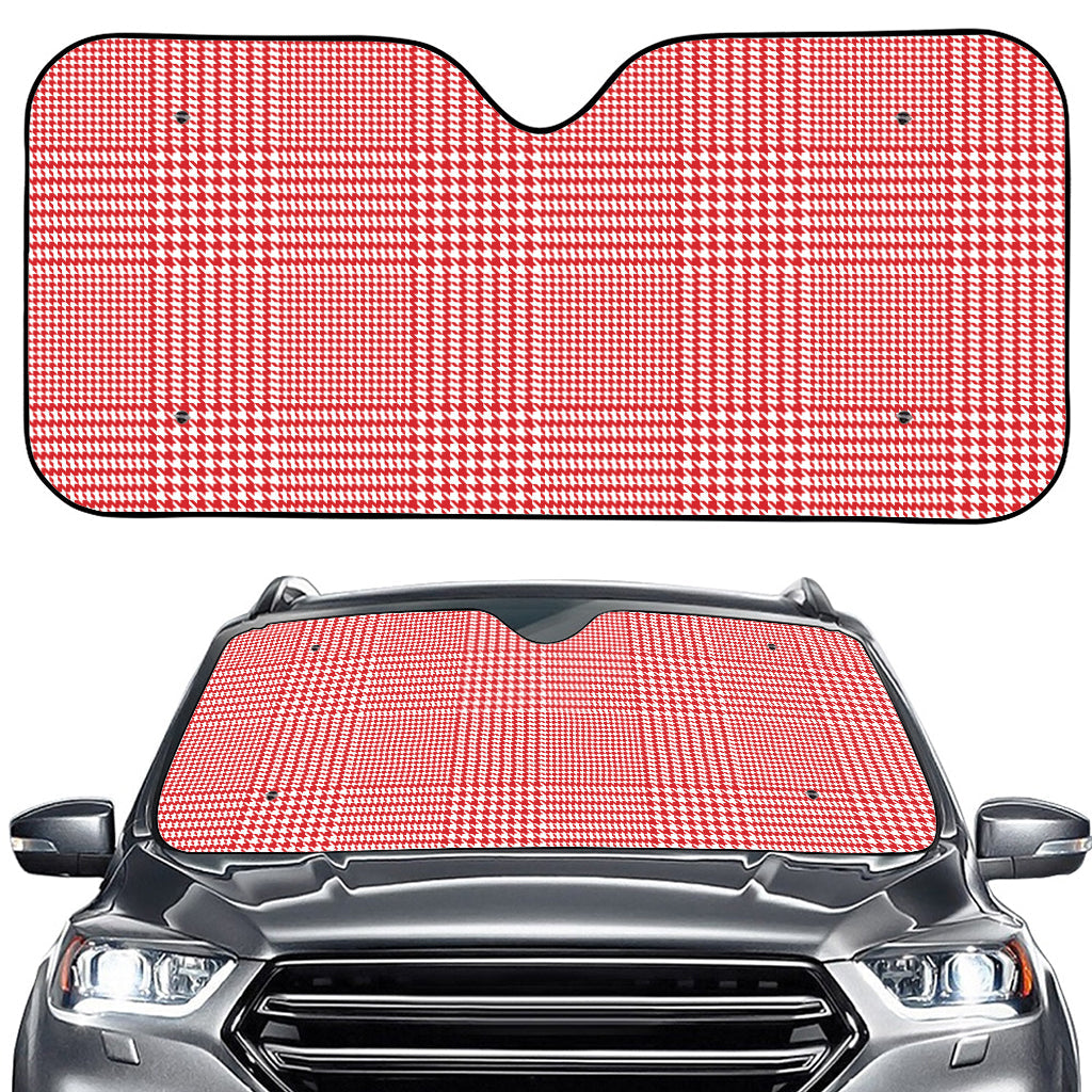 Red And White Glen Plaid Print Car Windshield Sun Shade