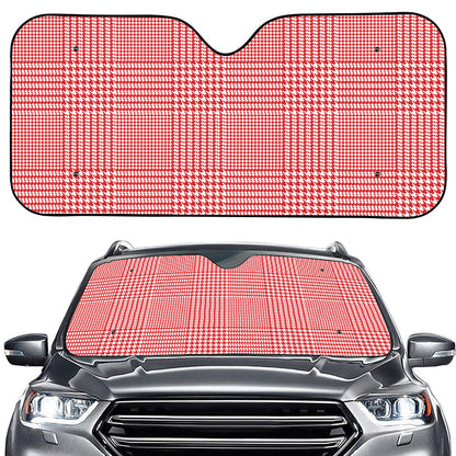 Red And White Glen Plaid Print Car Windshield Sun Shade