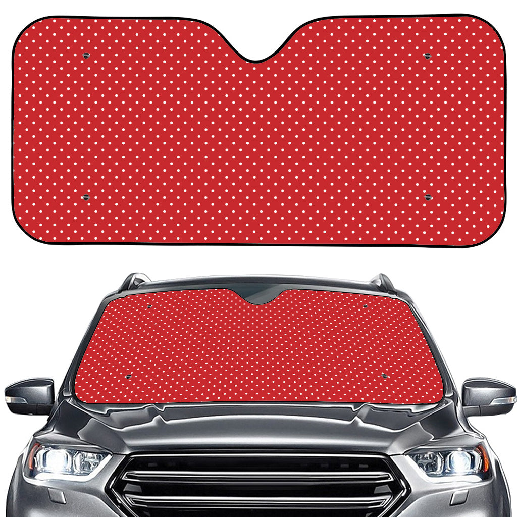 Red And White Polka Dot Print Car Windshield Sun Shade
