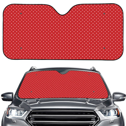 Red And White Polka Dot Print Car Windshield Sun Shade
