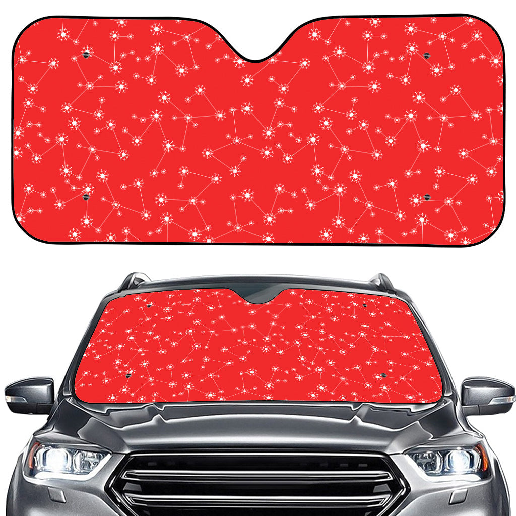 Red And White Snowflake Pattern Print Car Windshield Sun Shade