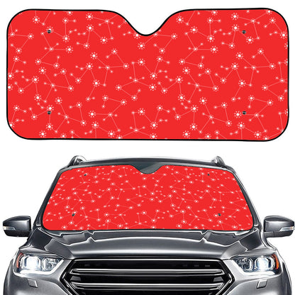 Red And White Snowflake Pattern Print Car Windshield Sun Shade