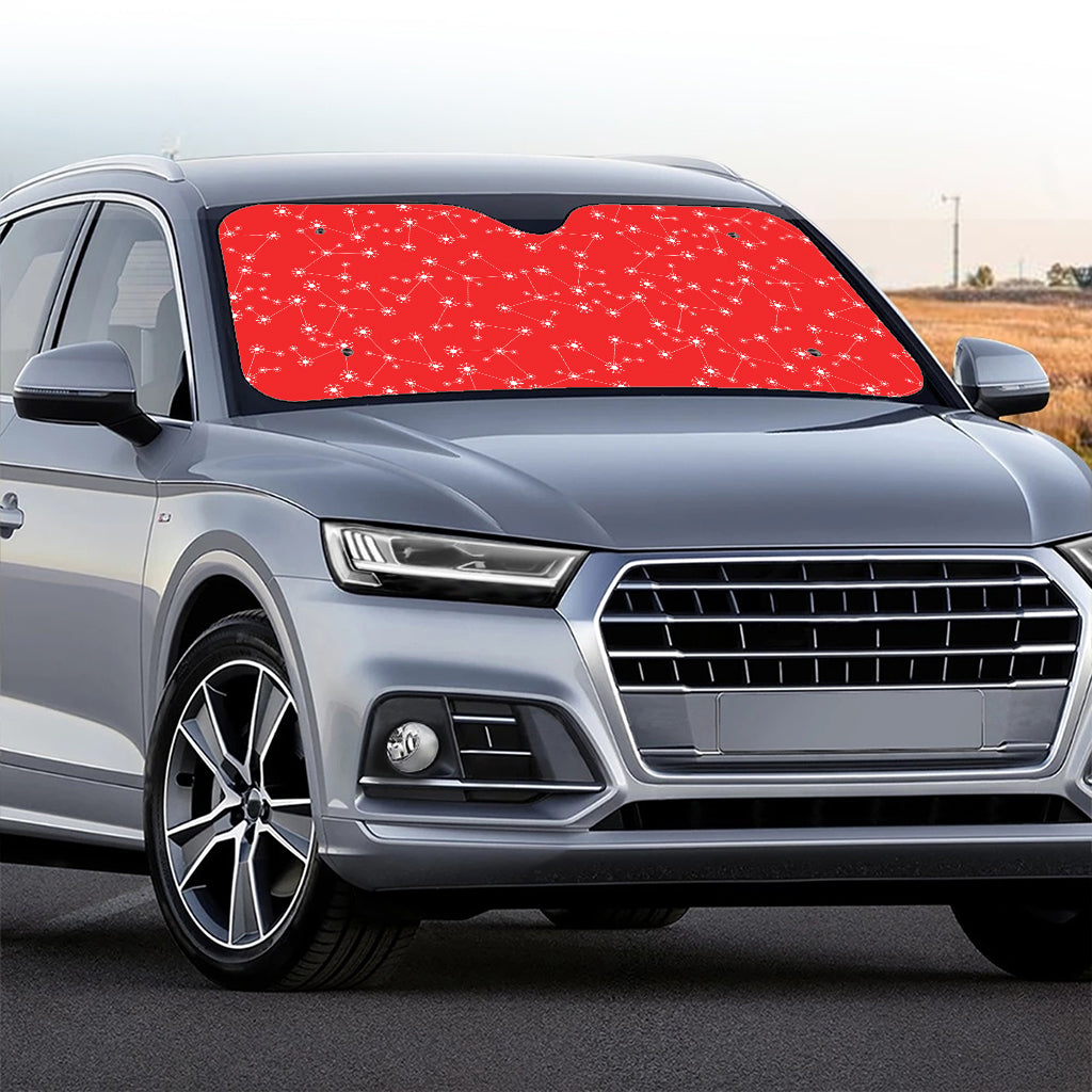 Red And White Snowflake Pattern Print Car Windshield Sun Shade