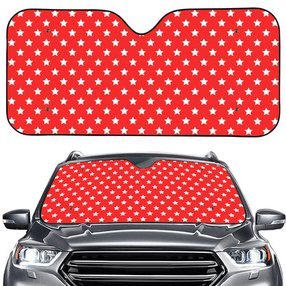 Red And White Star Pattern Print Car Windshield Sun Shade