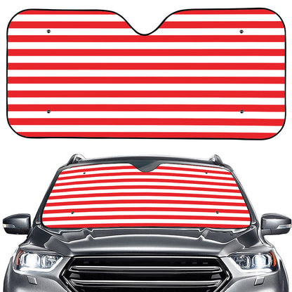 Red And White Striped Pattern Print Car Windshield Sun Shade