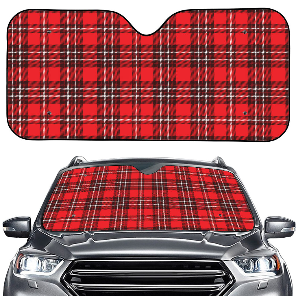 Red And White Tartan Pattern Print Car Windshield Sun Shade