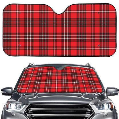 Red And White Tartan Pattern Print Car Windshield Sun Shade