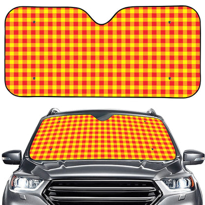 Red And Yellow Check Pattern Print Car Windshield Sun Shade