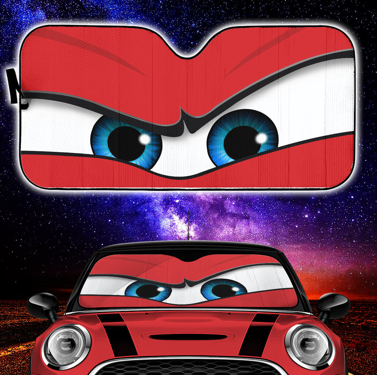 Red Angry Eyes Car Auto Sun Shades