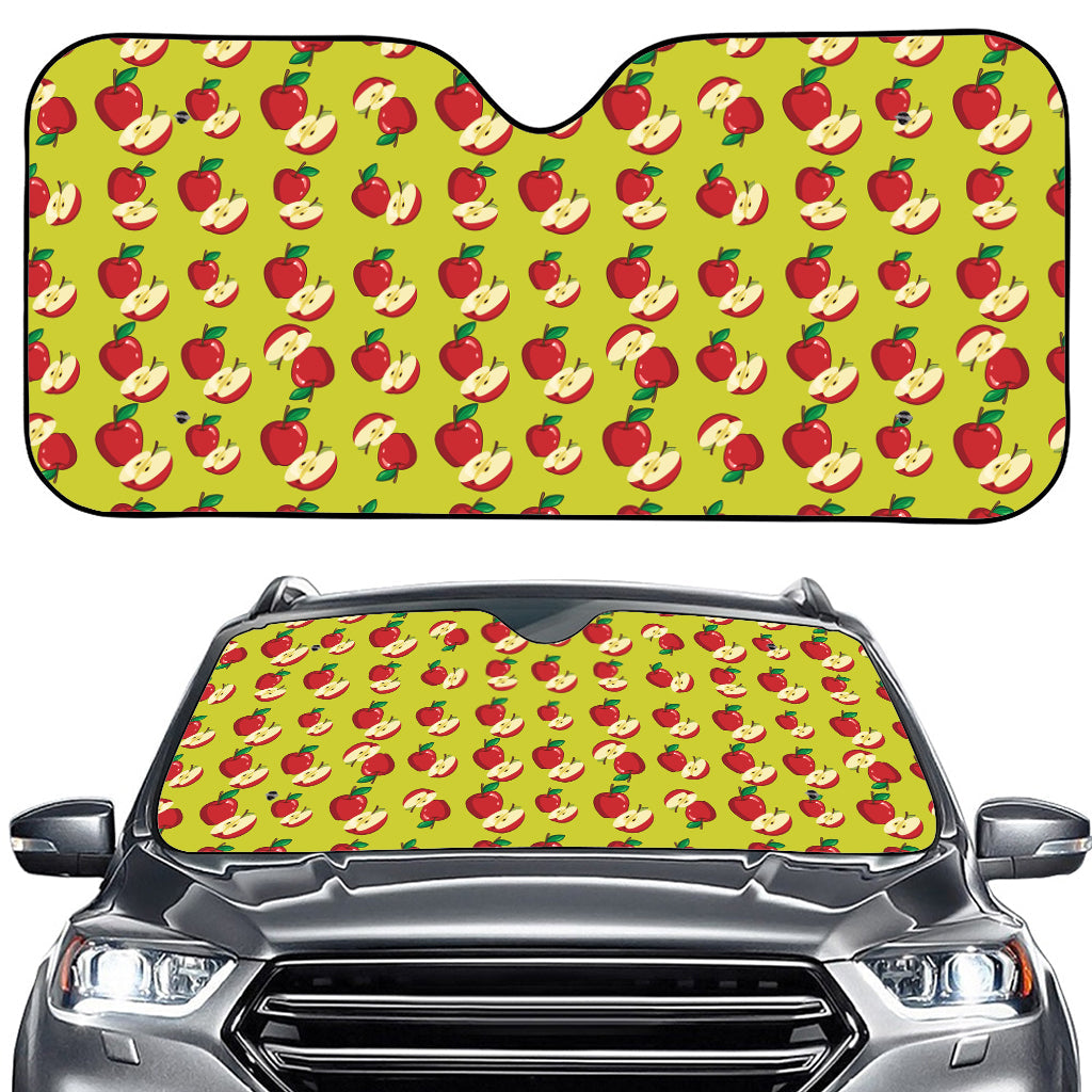 Red Apple Fruit Pattern Print Car Windshield Sun Shade