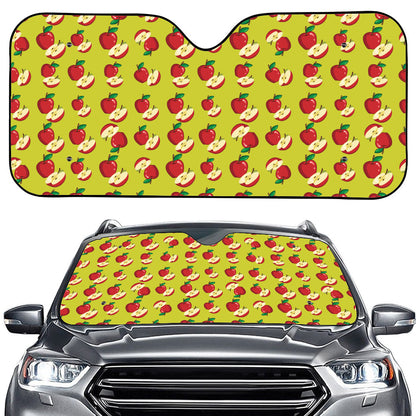 Red Apple Fruit Pattern Print Car Windshield Sun Shade
