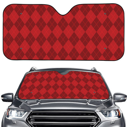 Red Argyle Pattern Print Car Windshield Sun Shade
