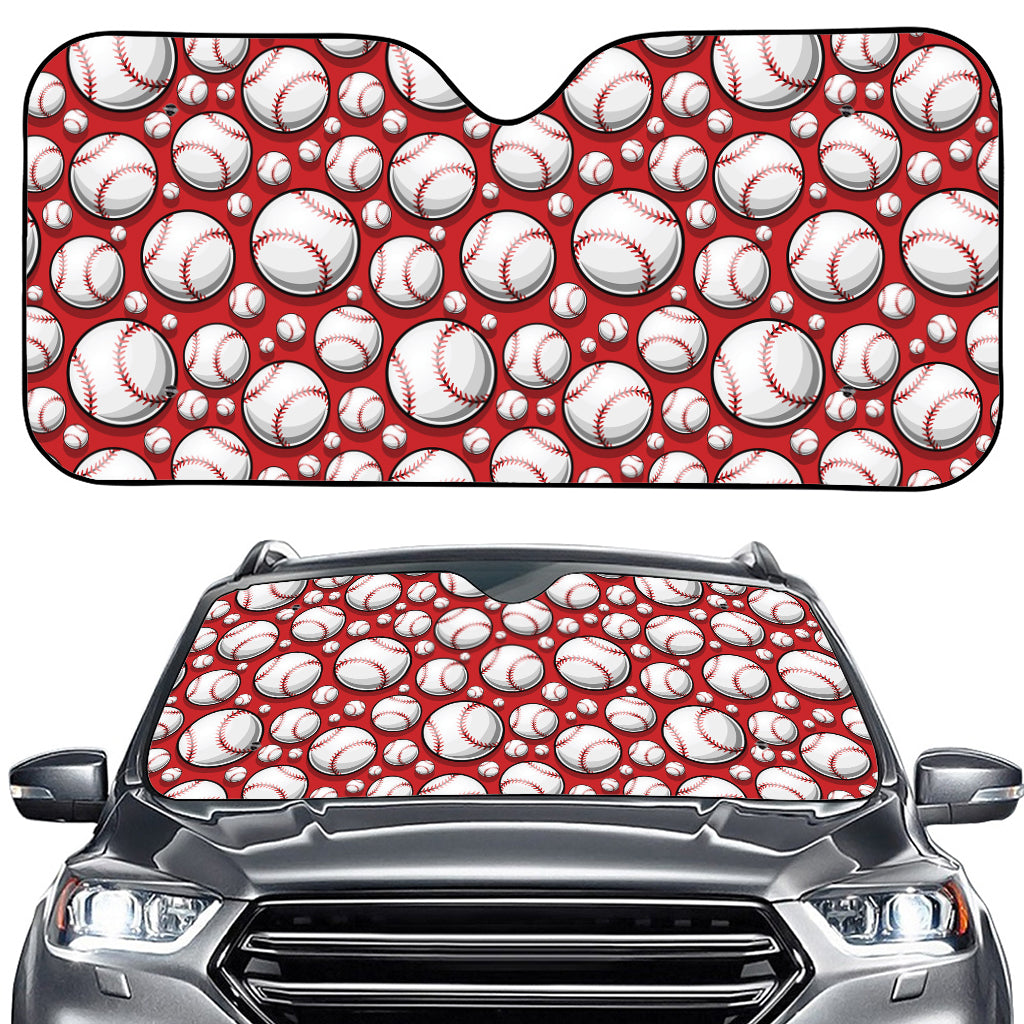 Red Baseball Pattern Print Car Windshield Sun Shade