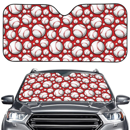Red Baseball Pattern Print Car Windshield Sun Shade