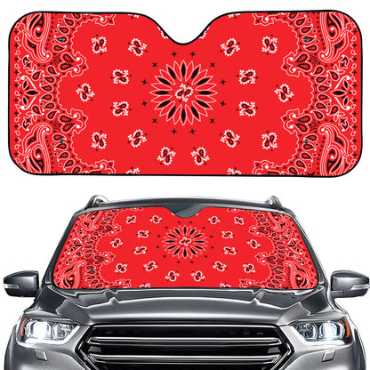 Red Black And White Bandana Print Car Windshield Sun Shade