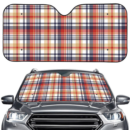 Red Blue And Beige Madras Plaid Print Car Windshield Sun Shade