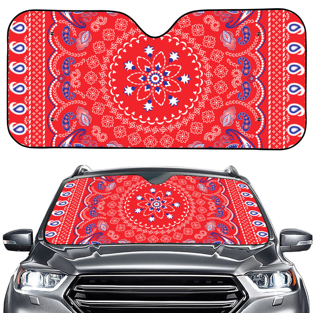 Red Blue And White Bandana Print Car Windshield Sun Shade