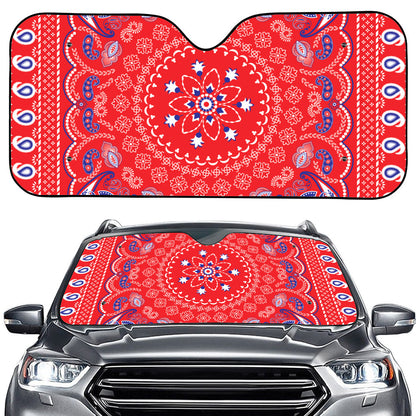 Red Blue And White Bandana Print Car Windshield Sun Shade