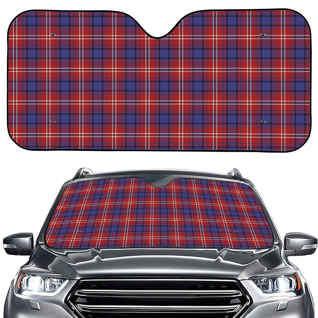 Red Blue And White Tartan Pattern Print Car Windshield Sun Shade