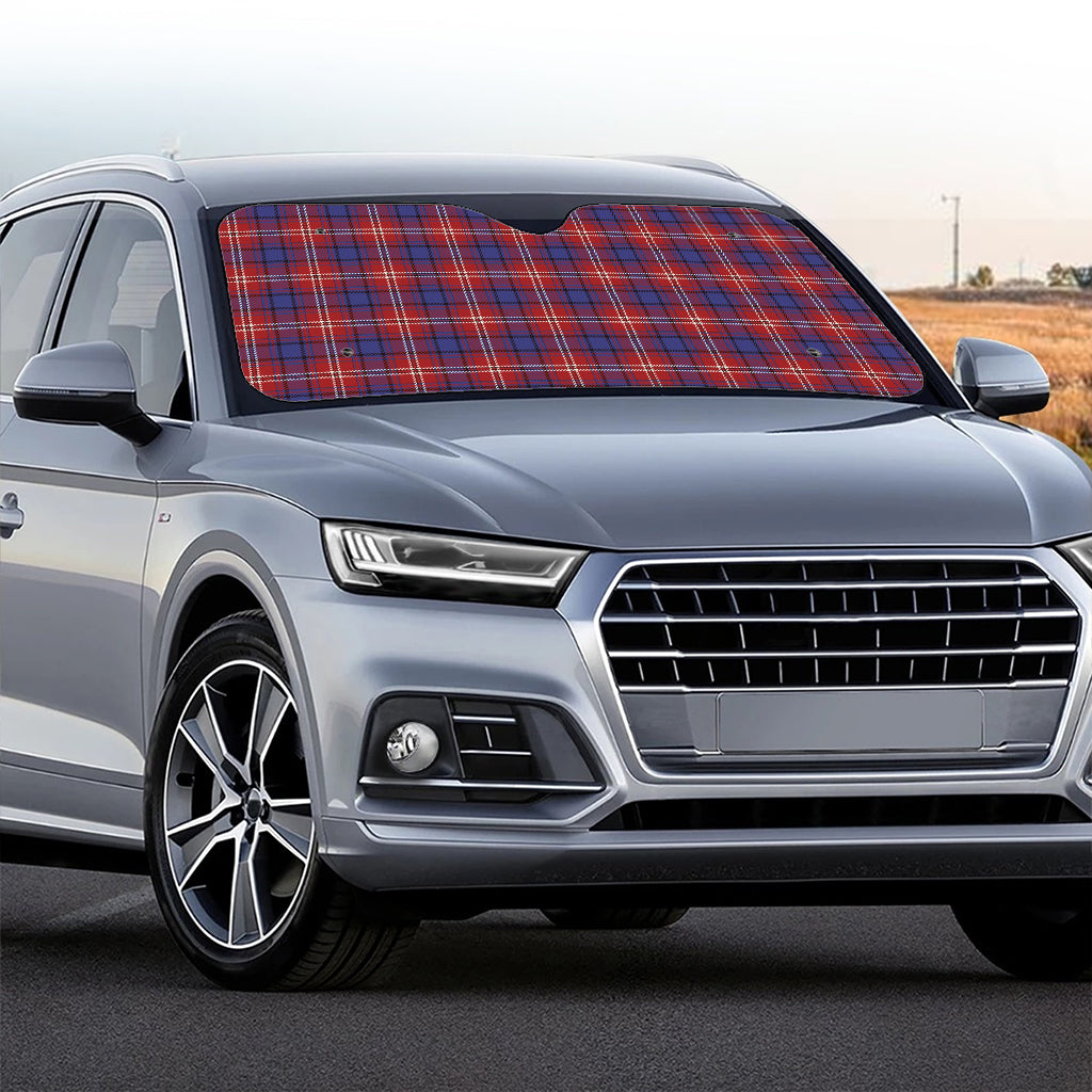 Red Blue And White Tartan Pattern Print Car Windshield Sun Shade