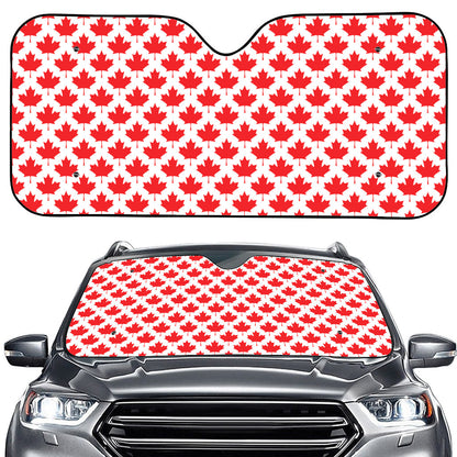 Red Canadian Maple Leaf Pattern Print Car Windshield Sun Shade