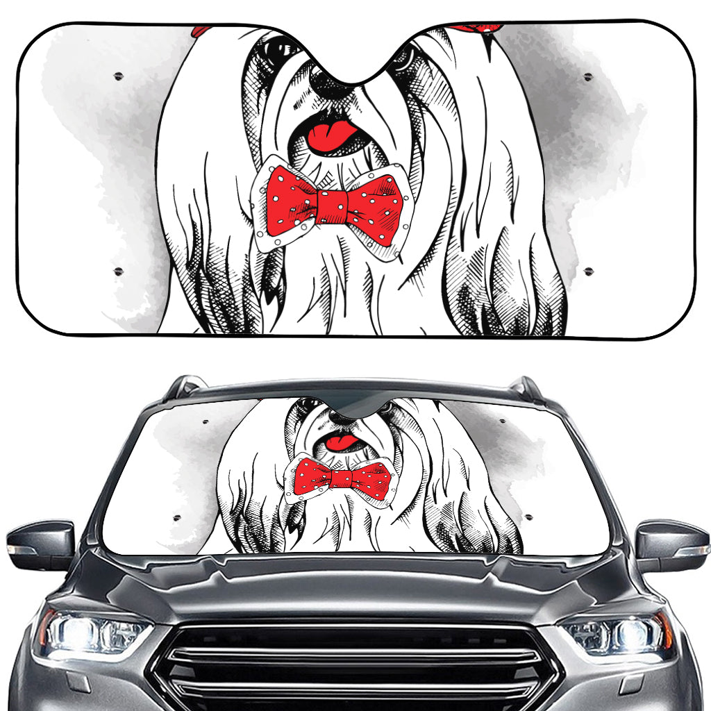 Red Cap Yorkshire Terrier Print Car Windshield Sun Shade