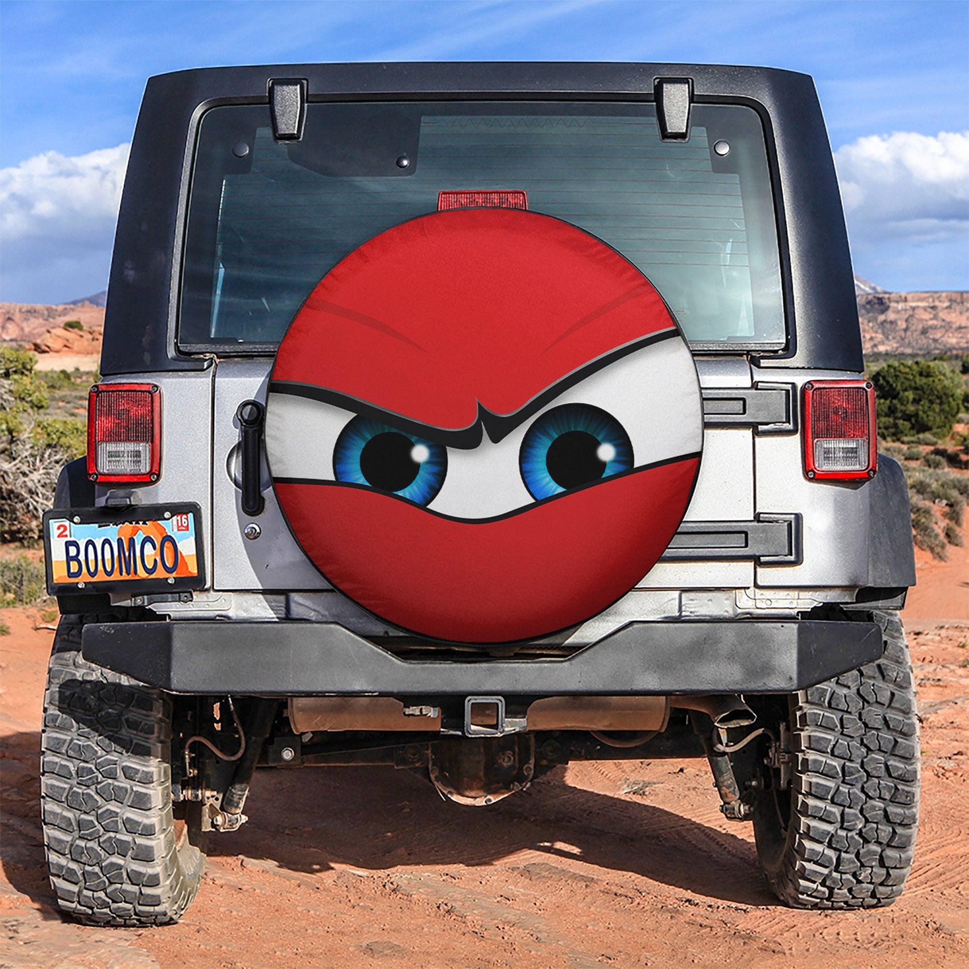 Red Cartoon Angry Eyes Car Spare Tire Cover