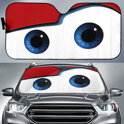 Red Cartoon Funny Surprise Eyes  Car Auto Sun Shades Windshield Accessories Decor Gift