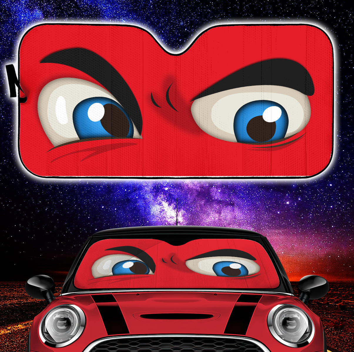 Red Challenging Cartoon Eyes Car Auto Sun Shades Windshield Accessories Decor Gift