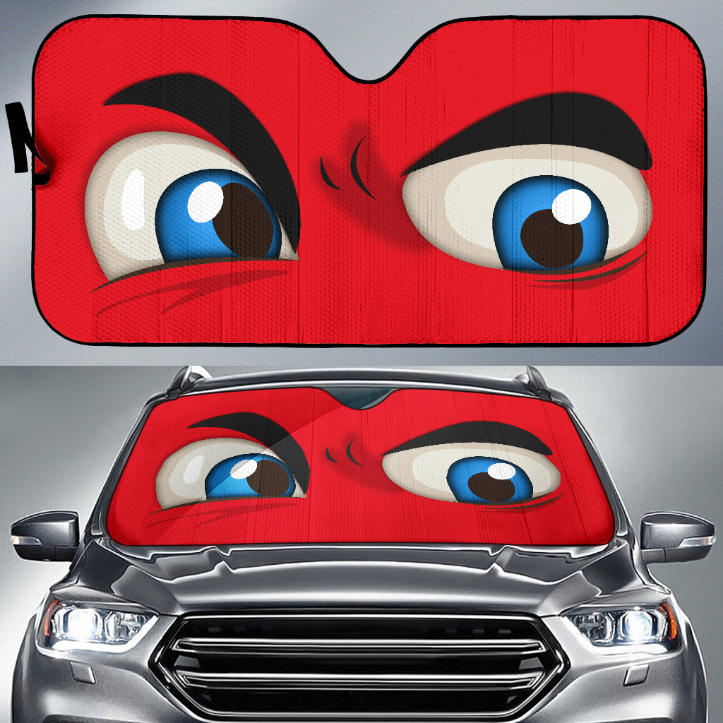 Red Challenging Cartoon Eyes Car Auto Sun Shades Windshield Accessories Decor Gift