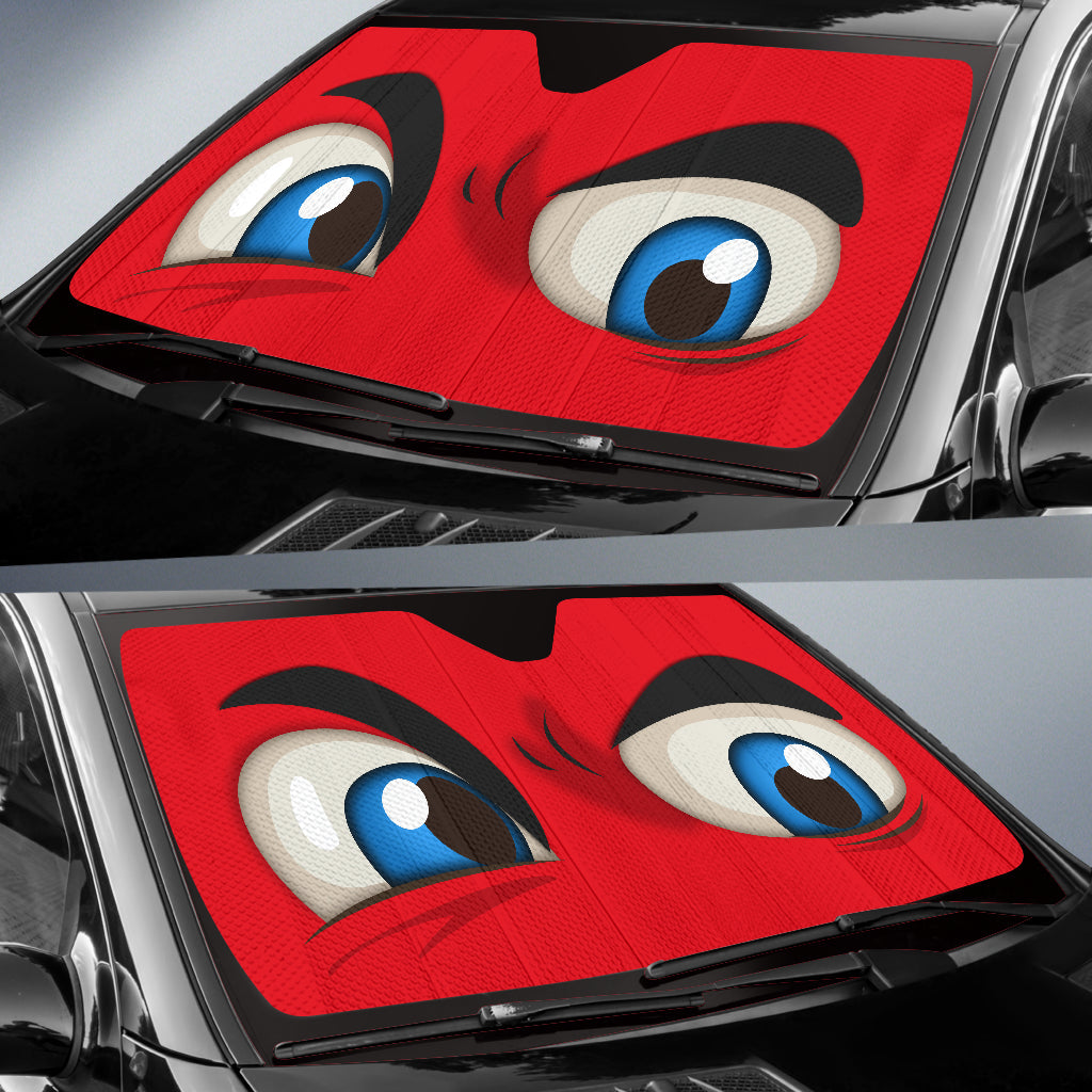 Red Challenging Cartoon Eyes Car Auto Sun Shades Windshield Accessories Decor Gift