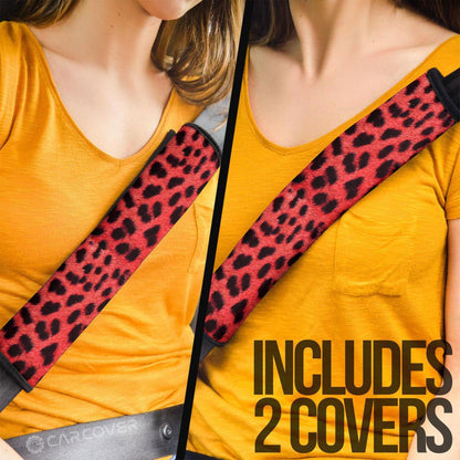 Red Cheetah Skin Seat Belt Covers Custom Animal Skin Printed Car Interior Accessories