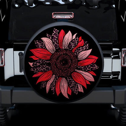 Red Cheetah Sunflower Jeep Car Spare Tire Cover